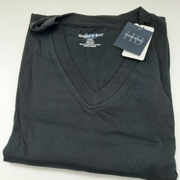 DXL Black Harbor Bay V Neck Sleep Shirt / T-Shirt XXL to 6XL - Picture 1 of 1